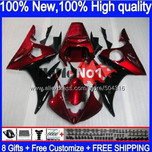Body For YAMAHA YZF600 YZF R6 600CC YZF 600 R 6 CC 5MC.14 YZF-600 YZF-R6 2003 2004 2005 YZFR6 03 04 05 Red black Fairings