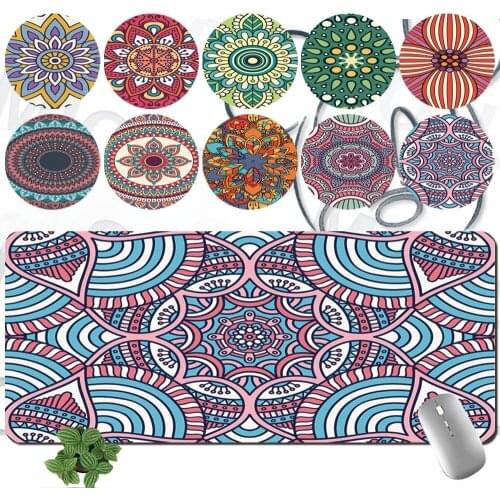 Mouse Pad Large Size 30x60CM 30x80CM PU Leather Mandala Pattern Series Smooth Game Mouse Mat Waterproof Office Desk Accessories