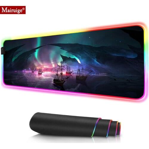 Starry Sky Ship Sea adventure LED Mousepad RGB Glow Colorful Large Mouse Pad XL Computer PC Gamer Desk Mat for Laptop Table Pads