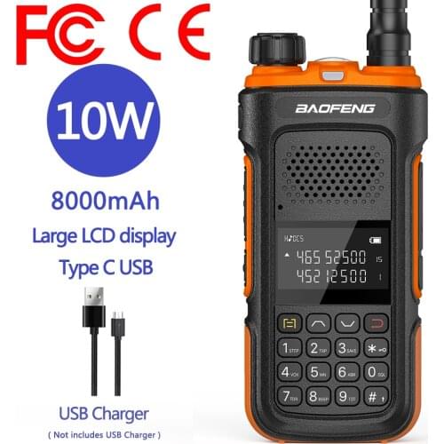 NEW 10W Baofeng UV-10R High Power 8000mAh Walkie Talkie Dual Band Transceiver Handheld With FCC&CE Two Way Radio USB Charger