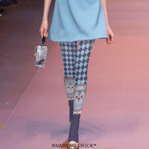 Cartoon Plaid Cat Pantyhose Printed Socks