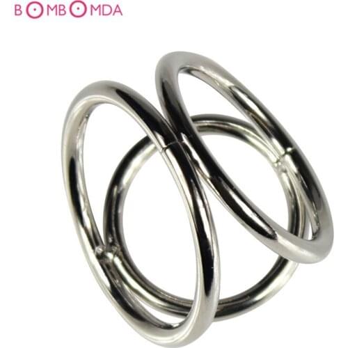 Men Metal Penis Delay Cock Ring Chastity Triple Stainless Steel cekc Cock Ball sex toys Stretcher Delay Ring Sex Toys for men