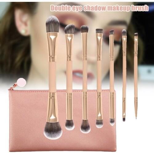 7pcs Makeup Brush Set Double-sided Blush Nose Eyeshadow Eyebrow Lip Foundation Brushes Easy To Apply Powder NE
