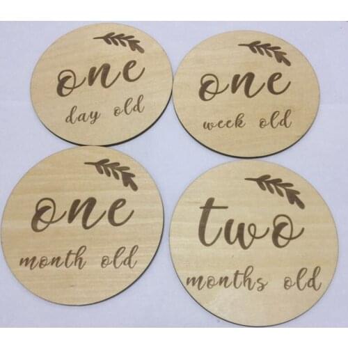 Set of 14pcs laser cut timber wood baby milestone cards newborn baby gift baby photography props