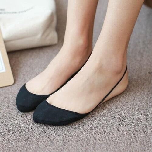 Wholesale Summer Cool Woman Solid Color Thin Soft Cotton Half Sole Invisible Antiskid Sling Gentle Lady High Heels No Show Socks