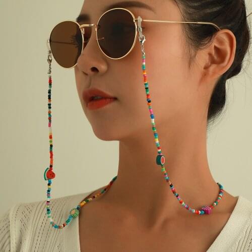 New Sunglasses Chain For Unisex With Colorful Beads Flower Fruit Smile Pendant Anti Drop Mask Glasses Chains Lanyard Jewelry