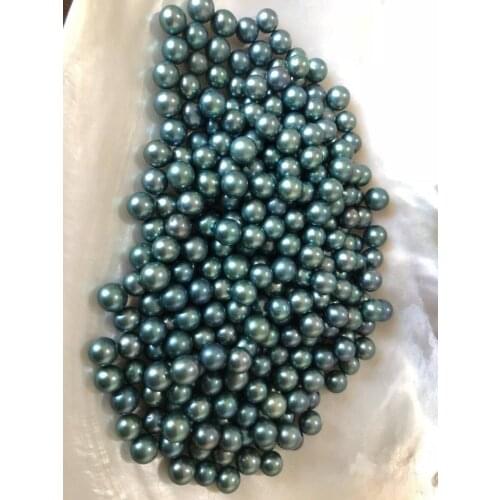 Latest New Peacock Green Color Loose Round Pearls Bulk Grade AAA Perfect Round Akoya Pearls 6-8mm Colored Pearls 20pcs PL35