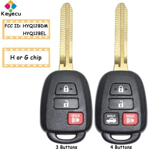 KEYECU Remote Control Car Key With 3 4 Buttons G/ H Chip - Fob Toyota Camry Corolla RAV4 2012-2017 FCC ID: HYQ12BEL / HYQ12BDM