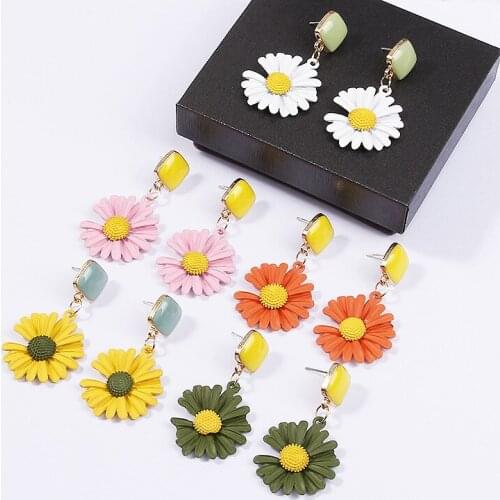 Multicolor Small Geometry Alloy Pendant Earrings For Women Korean Pop New Fashion Flower Metal Sud Jewelry Wholesale