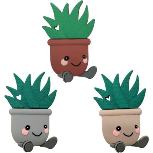 Cartoon Cactus Silicone Teether BPA Free Food Grade Baby Soother Molar Beads Toy