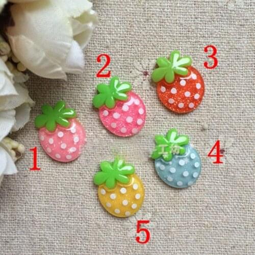 30 PCS Mixed Resin Flower strawberry Flatback Cabochon Scrapbook 20*15mm 5 color optional 004004035