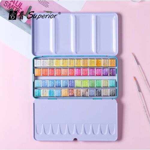 Superior Solid Watercolor Paint Set 12/24/36/48 Colors Student Supplies Art Supplies