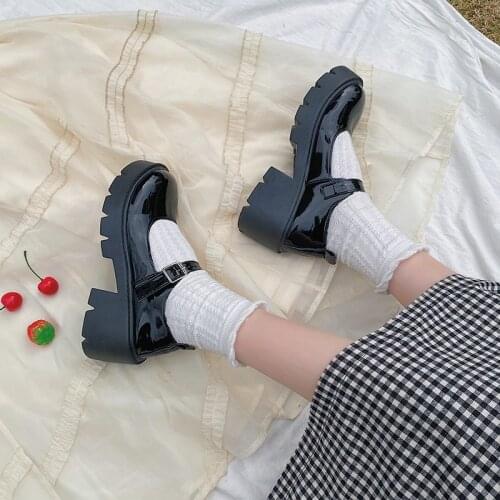 2021 vintage platform shoes Woman Waterproof Mary Jane Japanese Style spring summer new high heels women Pumps black shoes