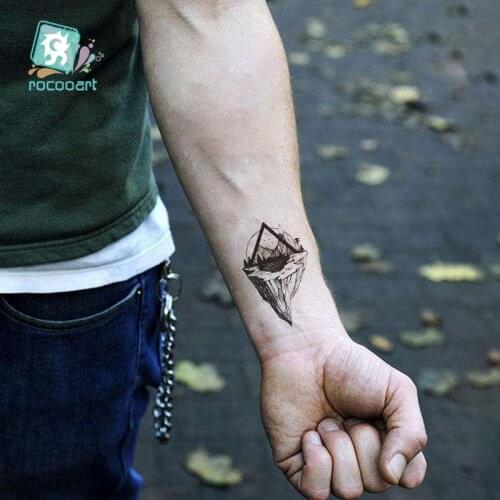 1 Sheet Mountain Pine Tree Temporary Tattoos Sticker Triangle Wave Custom Tattoo Body Art Arm Black Small Fake Tatoos