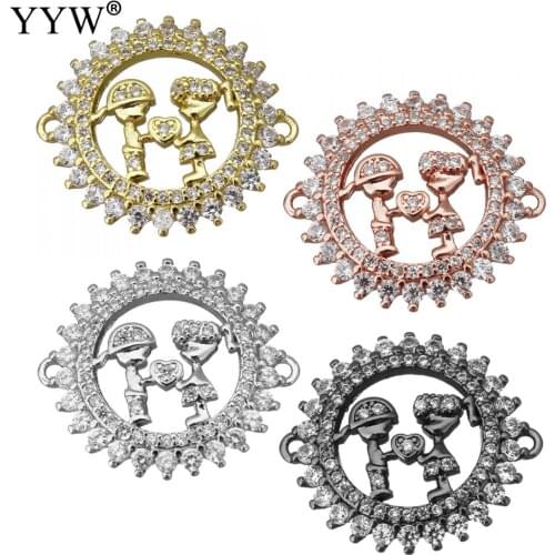 10pcs/Lot Double Hole Connectors Pendants For Jewelry Making Round Lover Shaped Connector Rhinestone Diy Jewelry Charm Findings