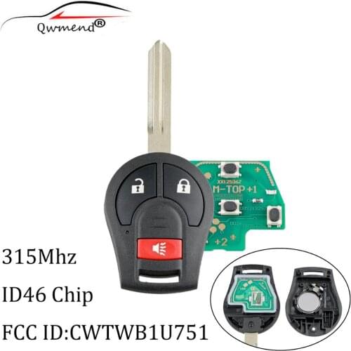 3pcs*2+1 Buttons 315Mhz Complete Remote Key For NISSAN Qashqai Sunny Sylphy Tiida X-Trail For Nissan CWTWB1U751 H0561-C993A
