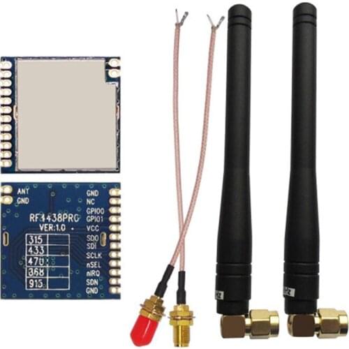 4PCS RF4438PRO-433 Wireless RF Transmitter Receiver Si4438 20dBm Radio Module + 4PCS SW433-WT100 433MHz Rubber Antenna