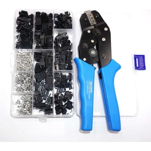 480pcs SM Connector Plug Pitch 2.54mm Female and Male Housing Terminals SM2.54 Car connectors with SN-2549 Dupont Crimping Plier