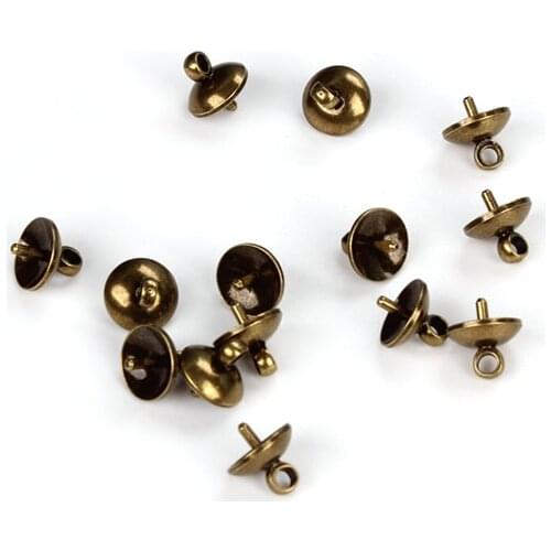50pcs/lot Pearl Pendant Connector Bail Cap 5/6/8mm Bead Caps Clasps Clip Fitting Round Beads Pendants DIY Necklace Findings