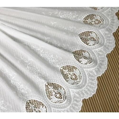 51" Wide Cotton Fabric Hollowed Out Off White Cotton Lace With Scalloped By The Yard