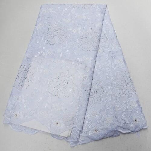 White Nigerian lace fabrics 2019 African baby polish embroidery stones Dubai cotton Swiss voile laces in Switzerland for wedding