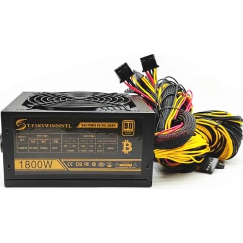 1800W Mining PC Power Supply 1800W Computer Power PSU 24pin for Bitcoin Miner R9 380/390 RX 470/480 RX 570 1060 for Antminer PSU