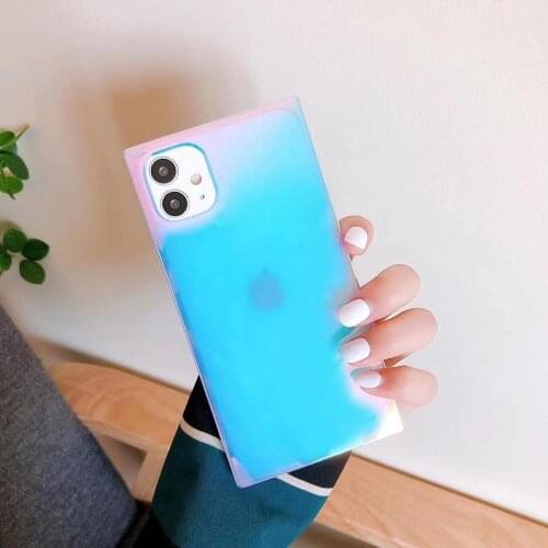 Laser Color Gradient Phone Case For iphone 12 XS XR 11 pro XS Max Cases Mirror Transparent Cover for iPhone 7 8 plus Case Cover