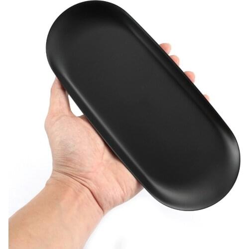 Black matte Dining Plate Stainless Steel Dessert Plate Nut Fruit Cake Tray Snack Kitchen Plate Western Steak Kitchen Plate