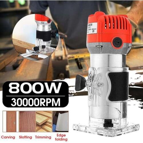 800W 33000rpm Woodworking Electric Trimmer 6.35Mm Wood Milling Engraving Slotting Trimming Machine Hand Carving Wood Hole Router