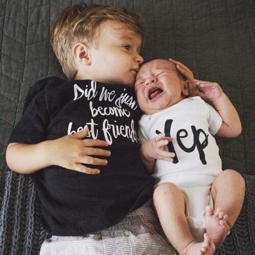 Brother Tshirt Baby Bodysuit Summer Short Sleeve Twin BFF Tops Did We Just Become Best Friends? Yep! Matching Best Friend Tshirt