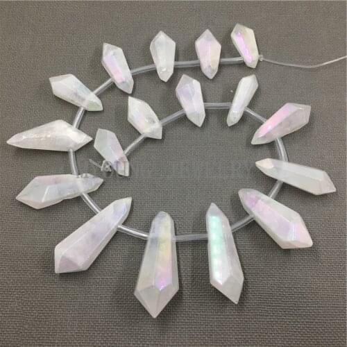 Smooth Titanium Clear Crystal Quartz Spike Beads,Mix size Polished Nugget Point Quartz Hole Beads MY1076