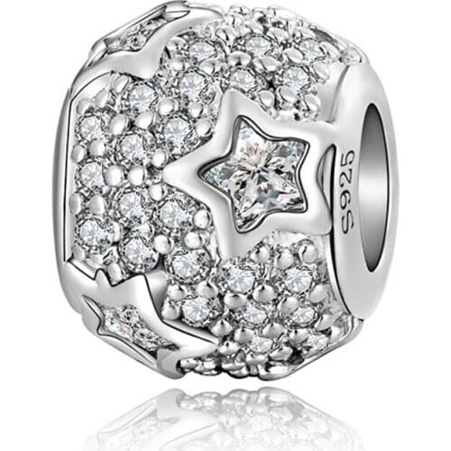 Hot Sale Silver Color Charm Bead Fashion Star Full Crystal Beads For Original Pandora Charm Bracelets & Bangles Jewelry