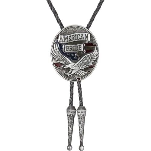 KDG Western Cowboy Zinc Alloy Point Oil Flying Eagle Pendant Necklace Western Cowboy Necklace Genuine Leather Cord