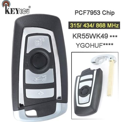 KEYECU 315/434/868MHz PCF7953 Chip CAS4+/FEM KR55WK49863 Replacement 4 Button Remote Key Fob for BMW 1 2 3 4 5 6 7 Series X3 M2