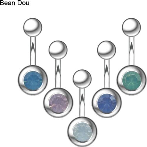 Fashion Lovely Belly Button Rings Navel Piercing Women Jewelry Stainless Steel Jelly Color Crystal 1.6mmx10mm Barbell Ombligo