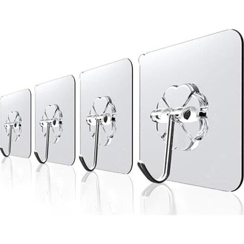 5PCS Wall Hooks Strong Transparent Suction Cup Sucker Hanger Kitchen Bathroom Multi Use Adhesive Hook Door Traceless Organizer