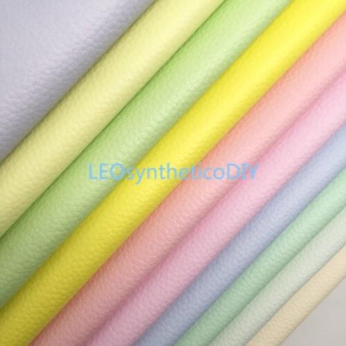 LEOsyntheticoDIY Pastel Colors Litchi Solid Synthetic Vinyl Faux Leather Fabric Sheets with Felt Backing Bow Making 21X29CM T37