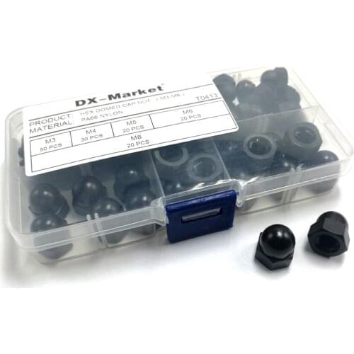 M3 M4 M5 M6 M8 Nylon Hex Domed Cap Nuts Kit , PA66 Plastic Hex Acorn Nut,F004