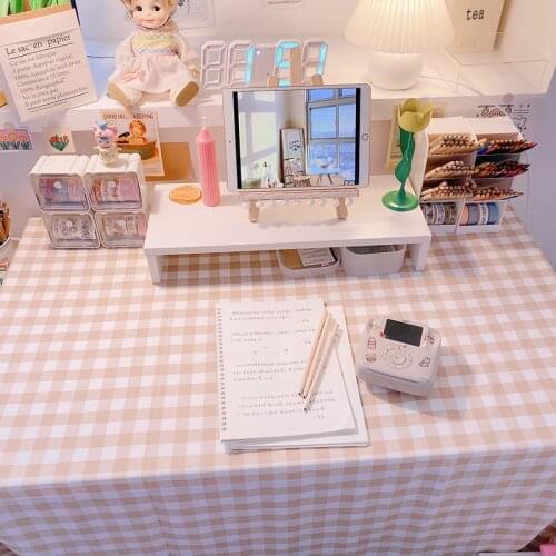 Cute Plaid Large Game Computer Keyboard Office LongTable Mat 090 Desk Modern Home Party Decorative Tablecloth Cover for Girl