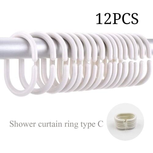 Home Shower Curtain Rings Clear Set of 12 Silicone Rubber Twistable Shower Curtain Ring Hooks For Hanging Bathroom Accessories