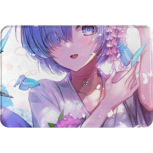 Re Zero Starting Life in Another World Non-slip Doormat Rem Bath Kitchen Mat Outdoor Carpet Indoor Pattern Decor