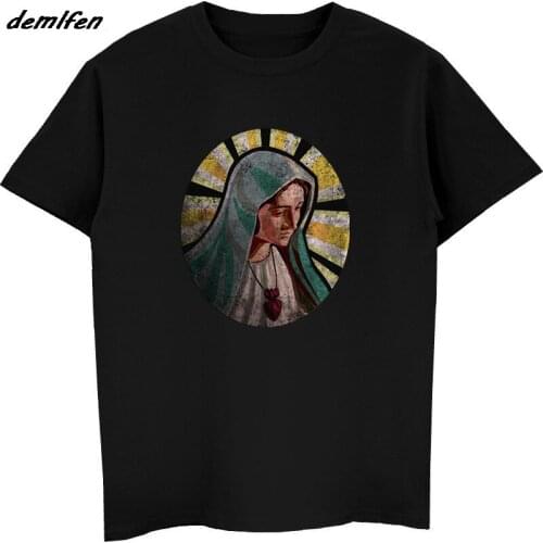 New T Shirts Unisex Funny Basic Models Holy Mary T-Shirt Maria Mother Bloody Christ Jesus Religion Ave Church Holy Shirt Tees