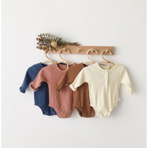 Baby Bodysuit Ribbed Fitted Long Sleeve Boy Girl Newborn Infant Cotton Solid Jumpsuit 2019 Autumn Fall Clothing Tops
