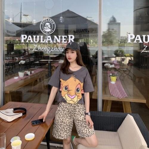 Disney Anime The Lion King Pajama Sets with Shorts for Ladies Summer Homewear Plus Size Simba Suit with Shorts Women Sleepwear