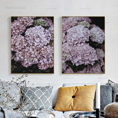 Quadro Blush Purple Hydrangea Poster Modern Wall Art Canvas Painting Flower Wall Pictures for Living Room Nordic Decoration Home