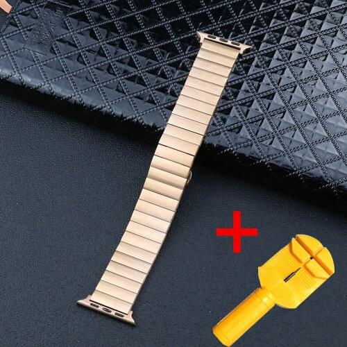 Solid Stainless steel Watchband For Apple watch band Greatest Quality Butterfly buckle 38 40mm 42 44 mm Watch Strap Gold