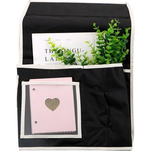 Mesh Caddy Bag Bedside Storage bag Oxford Fabric 6 Pockets Bedroom Storage Book Remote Control Storage Hanging Bag Organizer