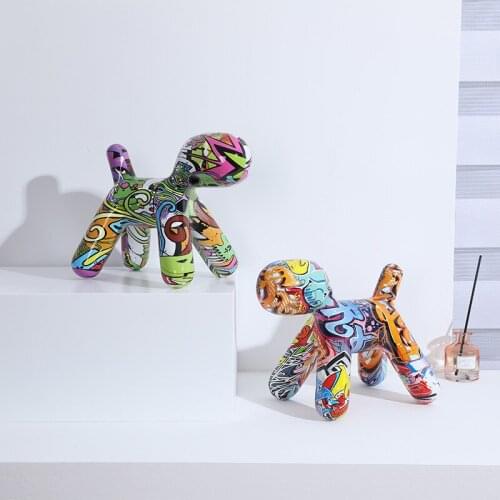 Nordic Resin Color Dog Art Figurine Resin Craft Abstract Statue Home Decorations Table Gift Living Room Decoration