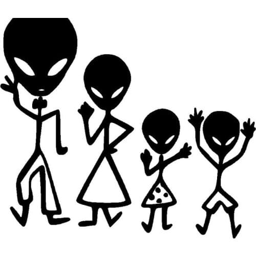 Fun Dancing Aliens Family Car Styling Fashion Window Cover Scratch Decal Pvc for All Kinds of Cars Black/white, 15CM *14CM