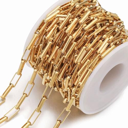 1 Meter 5*14mm Width Stainless Steel Gold Box Chains DIY Findings Long Oval Link Chain for Jewelry Making Supplies Wholesale